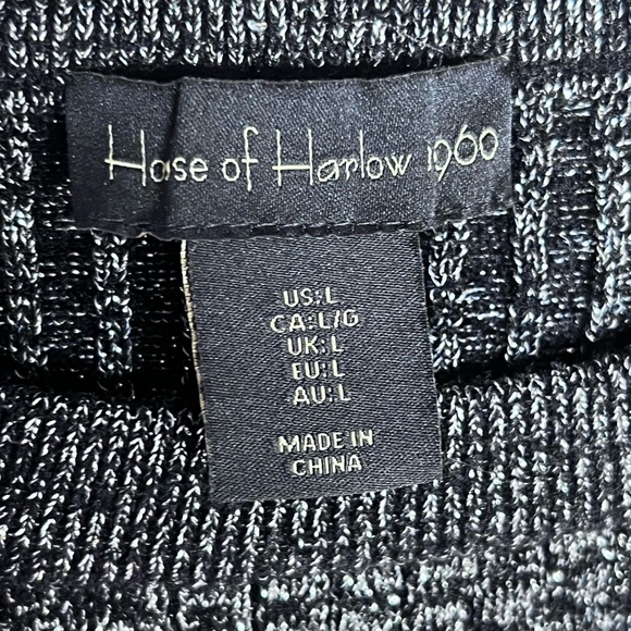 House of Harlow 1960 knit sweater L cropped gold shimmer holiday ribbed crewneck - Picture 5 of 5